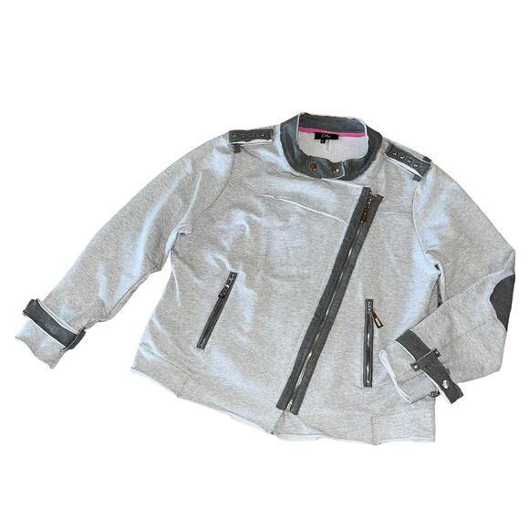 Orly Fleece Jacket Full Zip Asymmetric Sweatshirt Studded - Picture 6 of 14